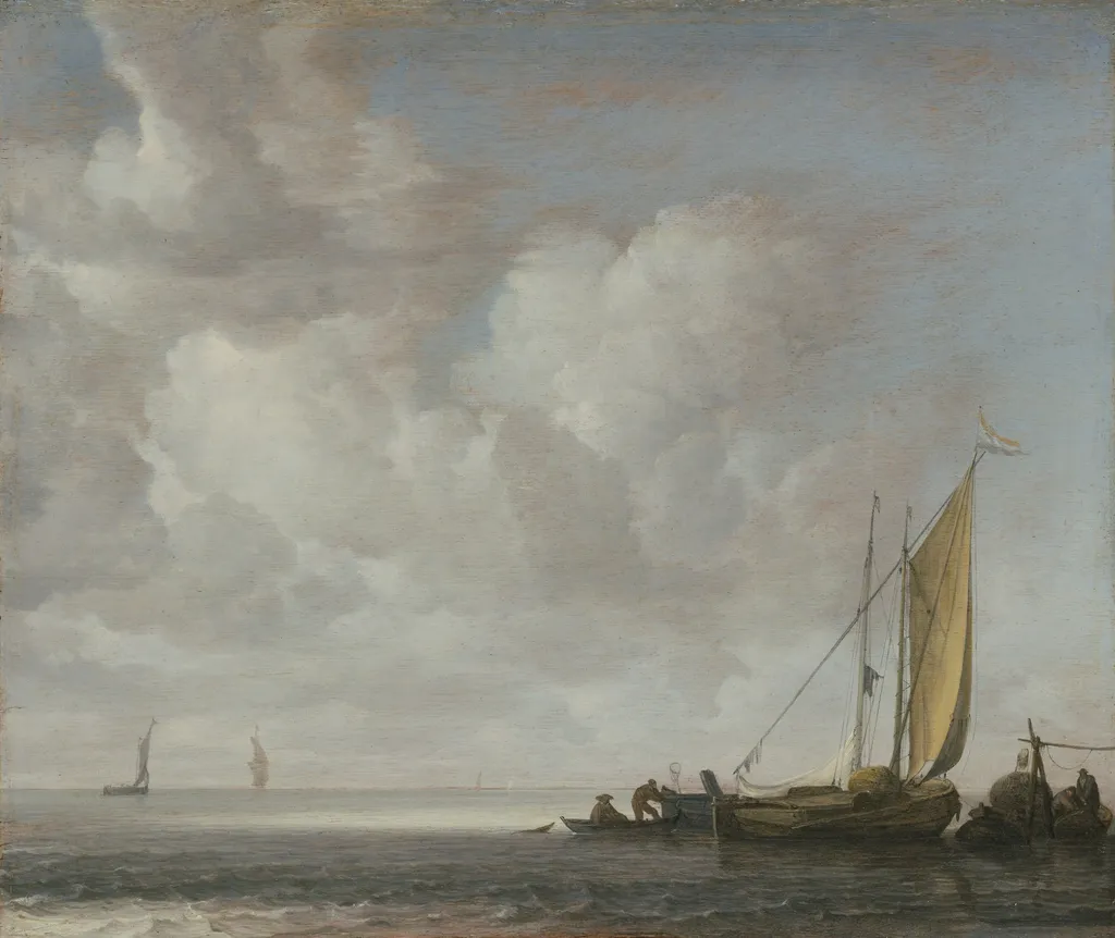 Calm Sea, by Simon de Vlieger, oil, 1640