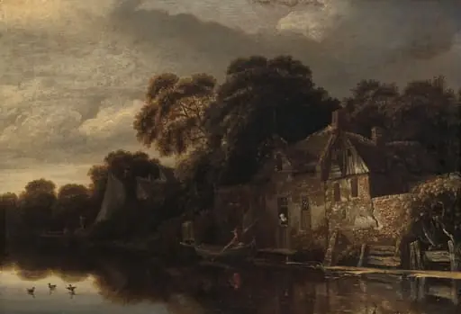Old Cottage on the Water, by Michiel van Vries, unspecified, 1656