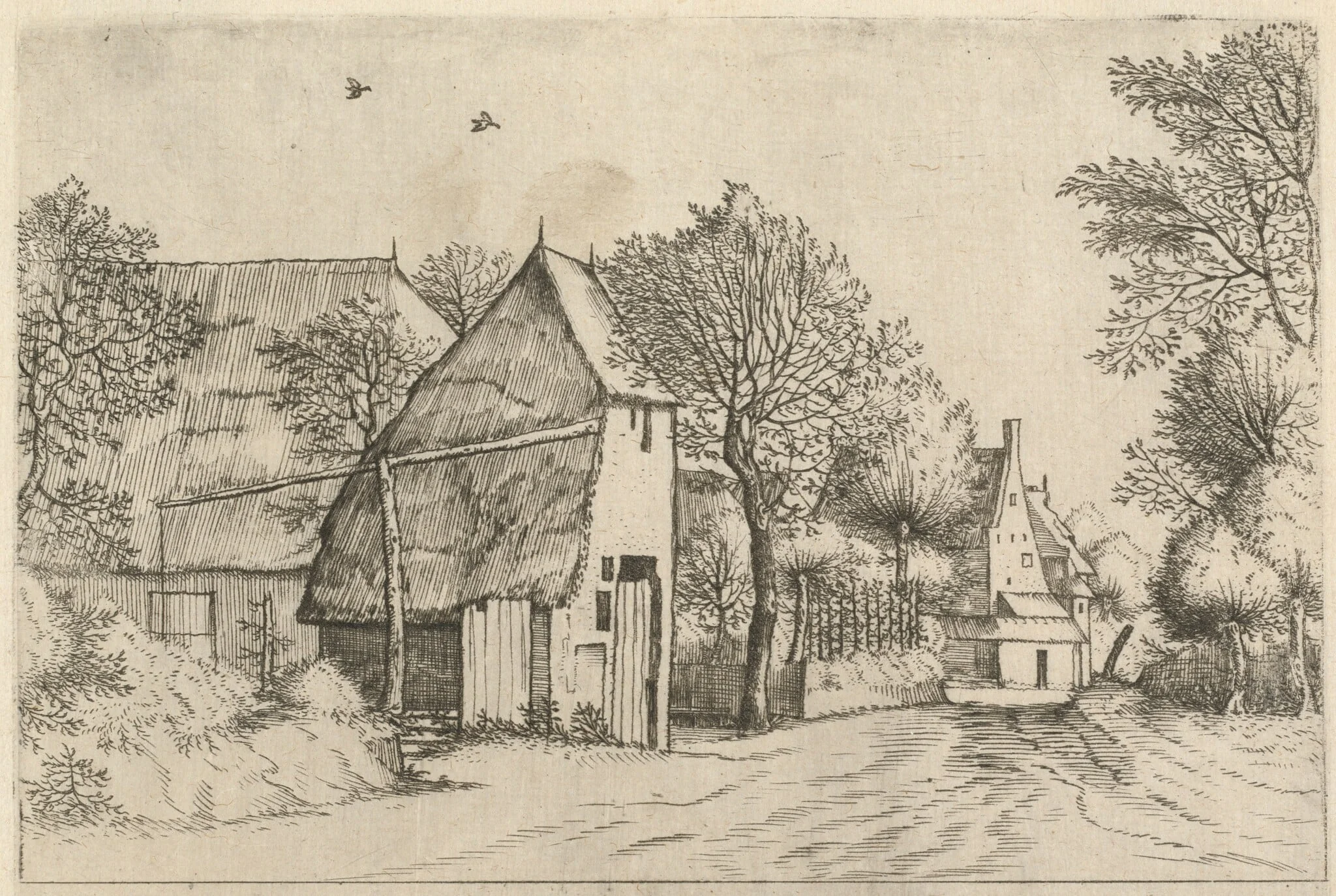 Village Road with Draw Well, detail