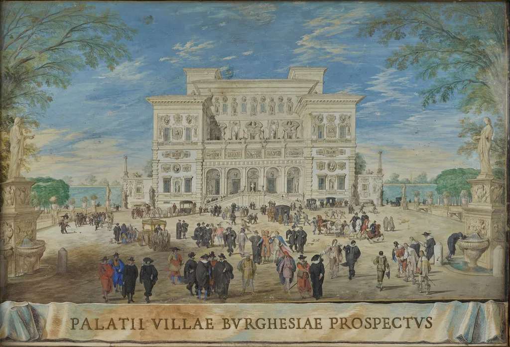 View of Villa Borghese, by Johann Wilhelm Baur, tempera, 1636