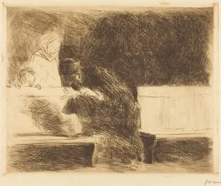 Avocat compulsant un dossier (Lawyer Going through a Brief), by Jean-Louis Forain, ink, 1909