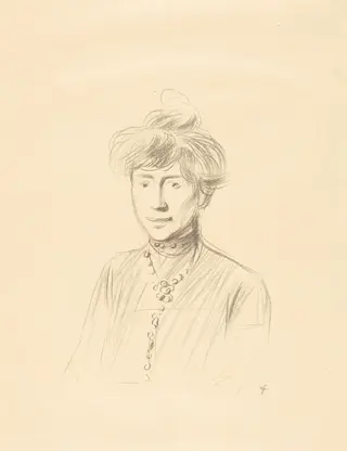 Etude de femme, en buste de face (Study of a Woman, Half-Length Facing Front), by Jean-Louis Forain, ink, 1903