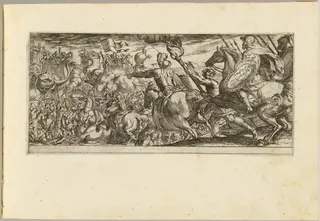 Cavalry Attack on a Walled Fortress, by Antonio Tempesta, ink, 1592