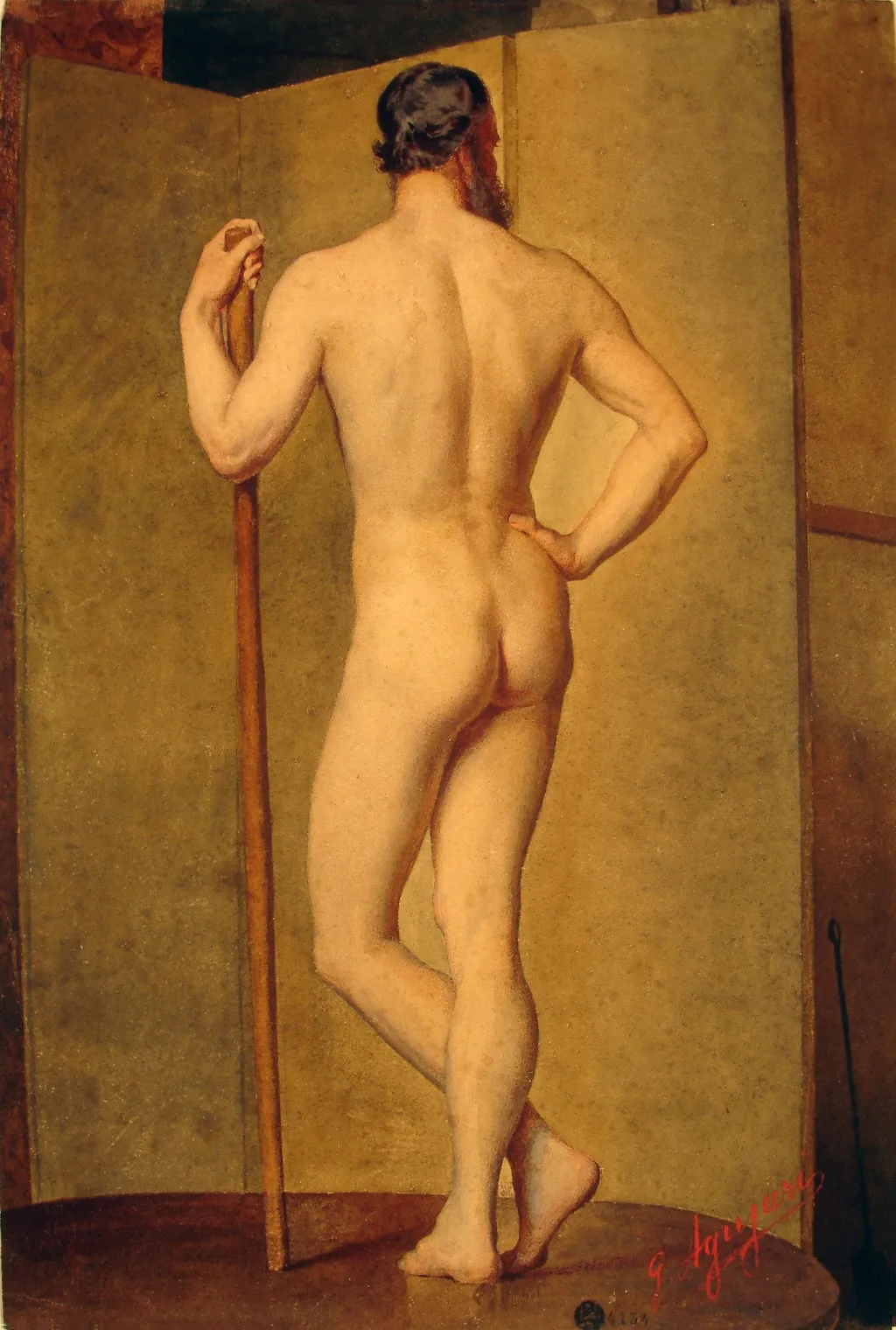 Male nude, by Giuseppe Agujari, unspecified, 1850
