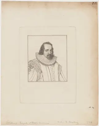 Sir Francis Bacon, by Innocenzo Geremia, ink, 1798