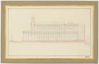 Longitudinal Section of a Cathedral for Berlin, by Karl Friedrich Schinkel, graphite, 1827