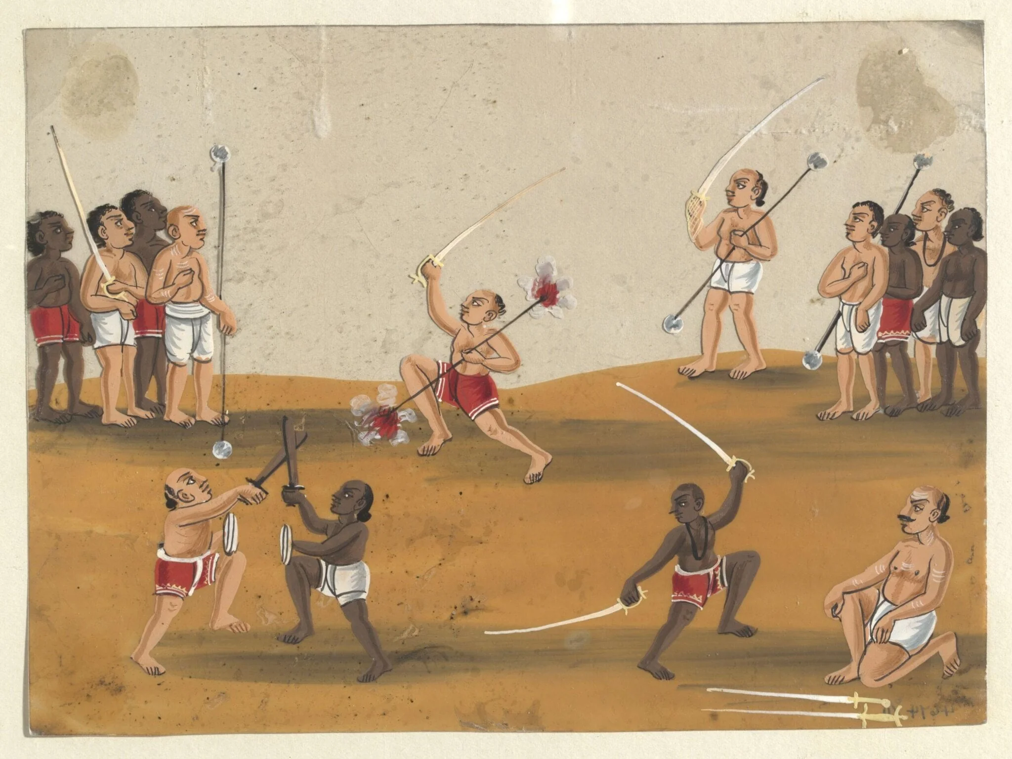 One of eleven paintings depicting schools., detail