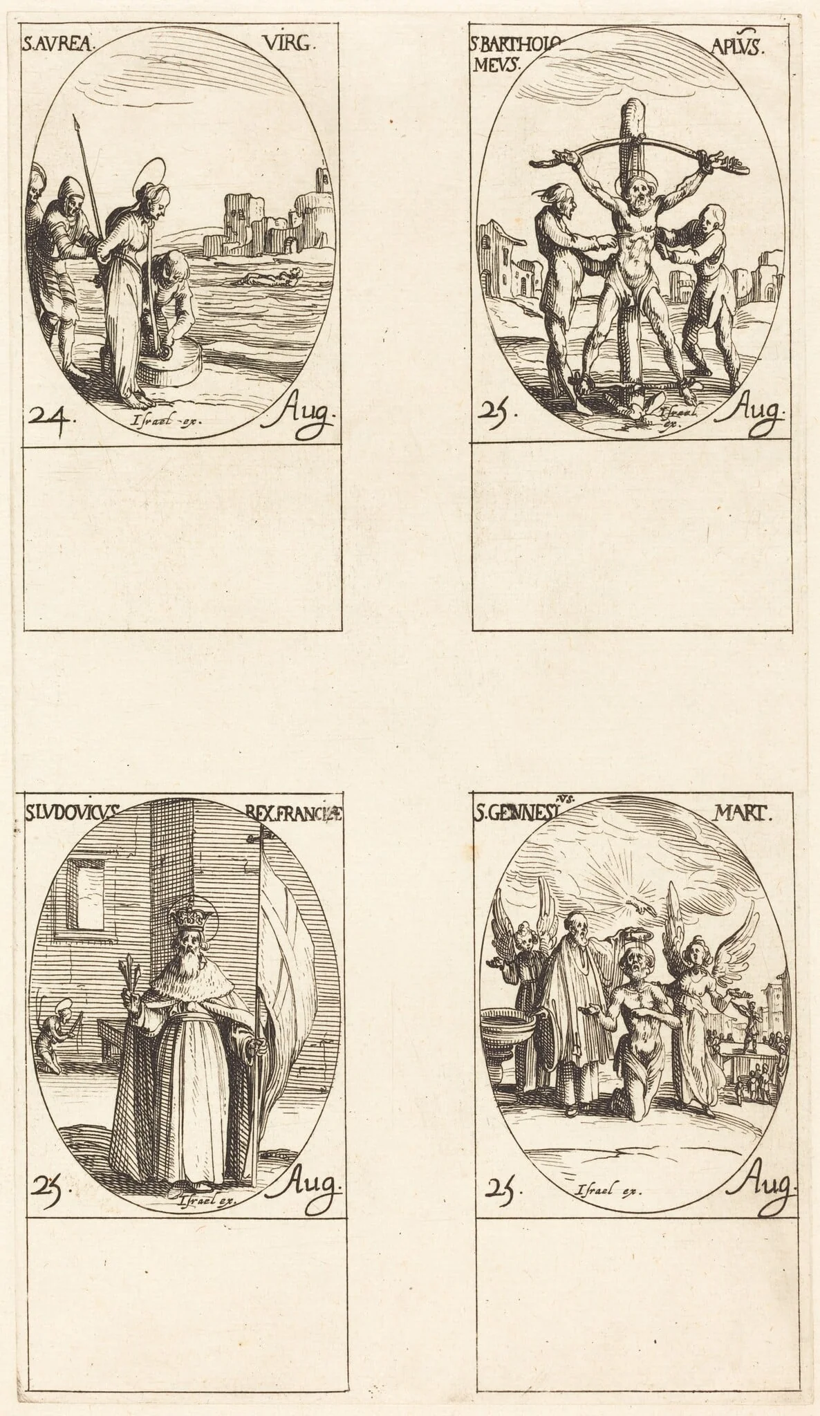 St. Aurea; St. Bartholomew; St. Louis; St. Genesius, detail