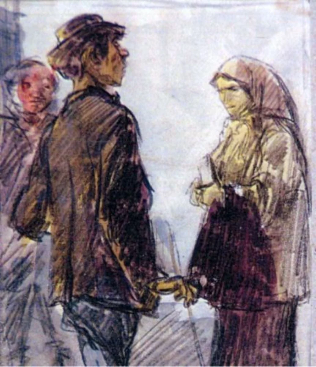 Ilustrație la romanul „Baltagul” de Mihail Sadoveanu, detail