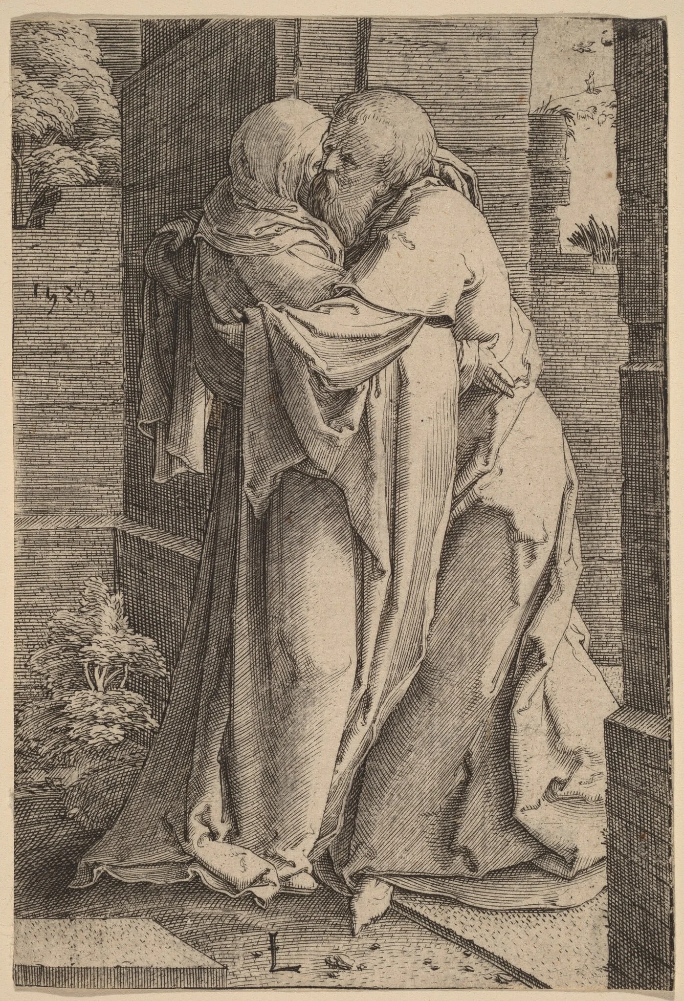 Saint Joachim Embracing Saint Anna, detail