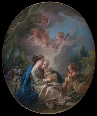 Virgin and Child with the Young Saint John the Baptist and Angels, by François Boucher, oil, 1765