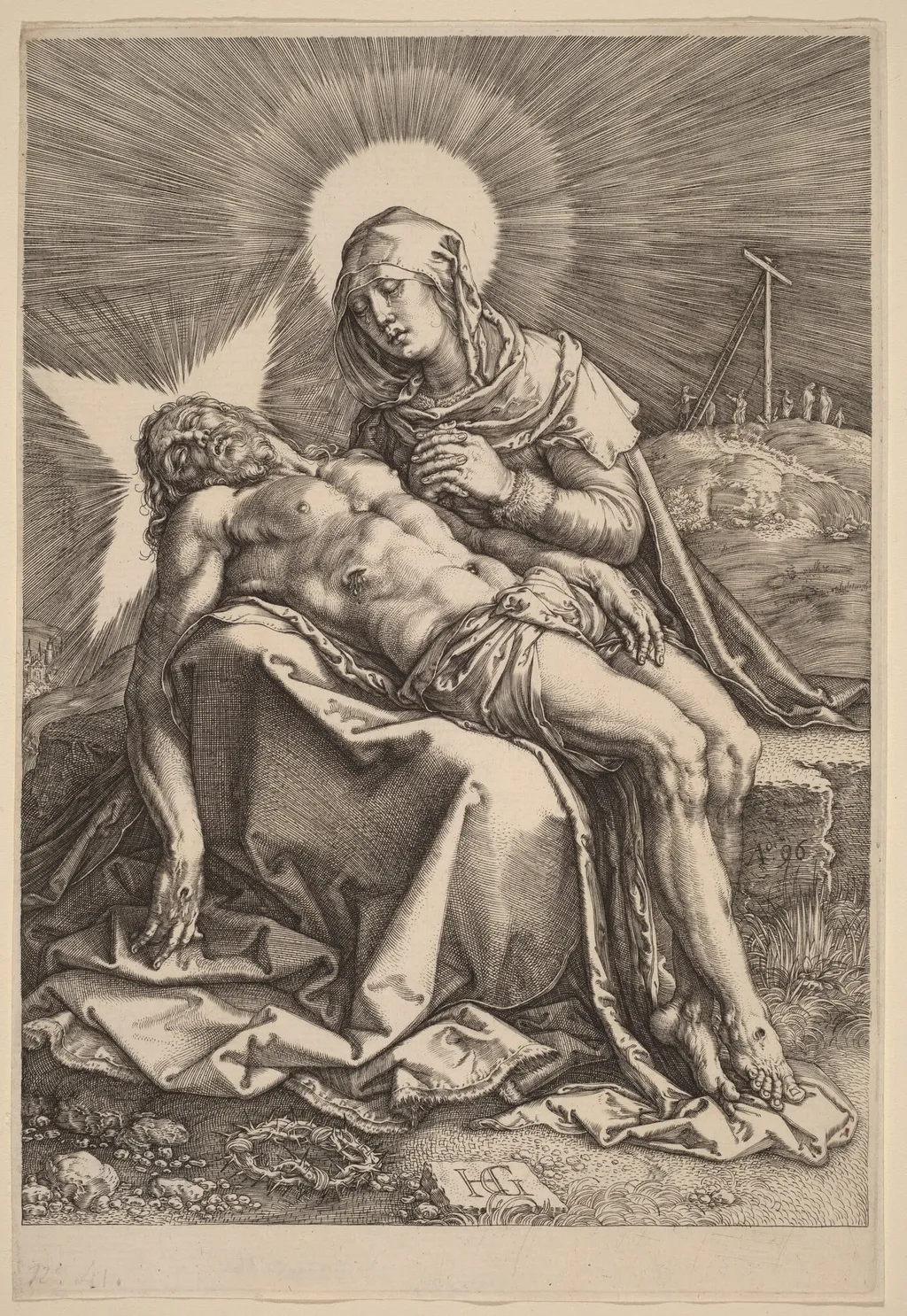 Pietà, by Hendrick Goltzius, ink, 1596