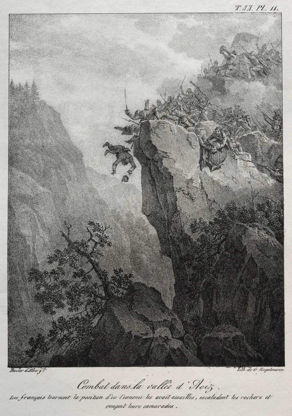 Spanish Campaign:  Combat in the Aoiz Valley, Province of Navarre, by Baron Louis Albert Guillain Bacler d'Alber, 1816