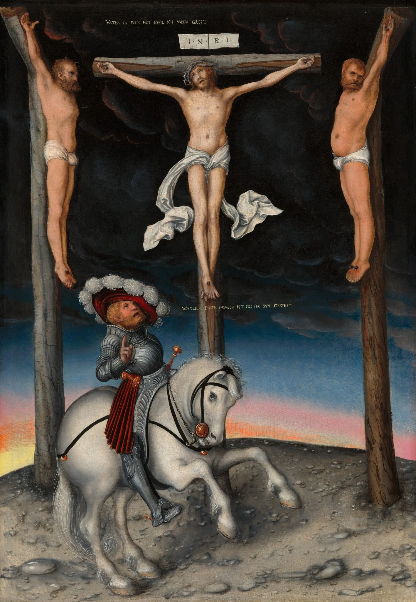 The Crucifixion with the Converted Centurion, detail