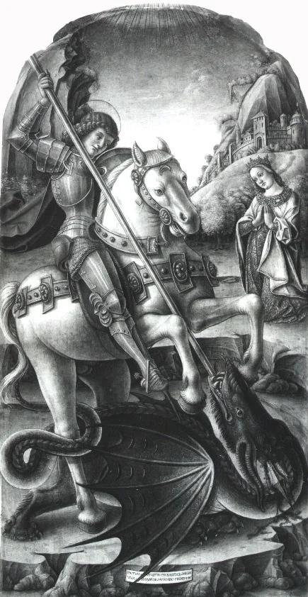 Saint George kills the dragon, detail