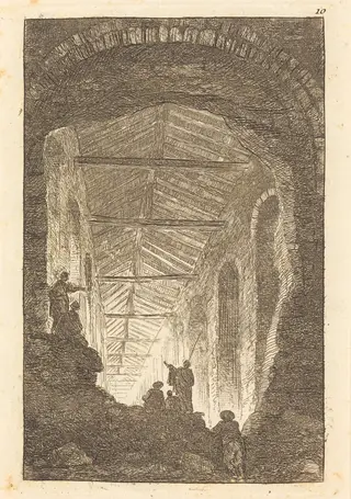 The Ancient Gallery, by Hubert Robert, ink, 1770