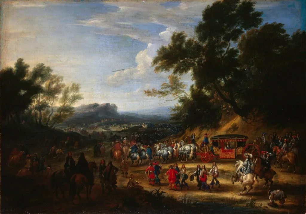 Louis XIV Travelling, by Adam Frans van der Meulen, oil, 1664
