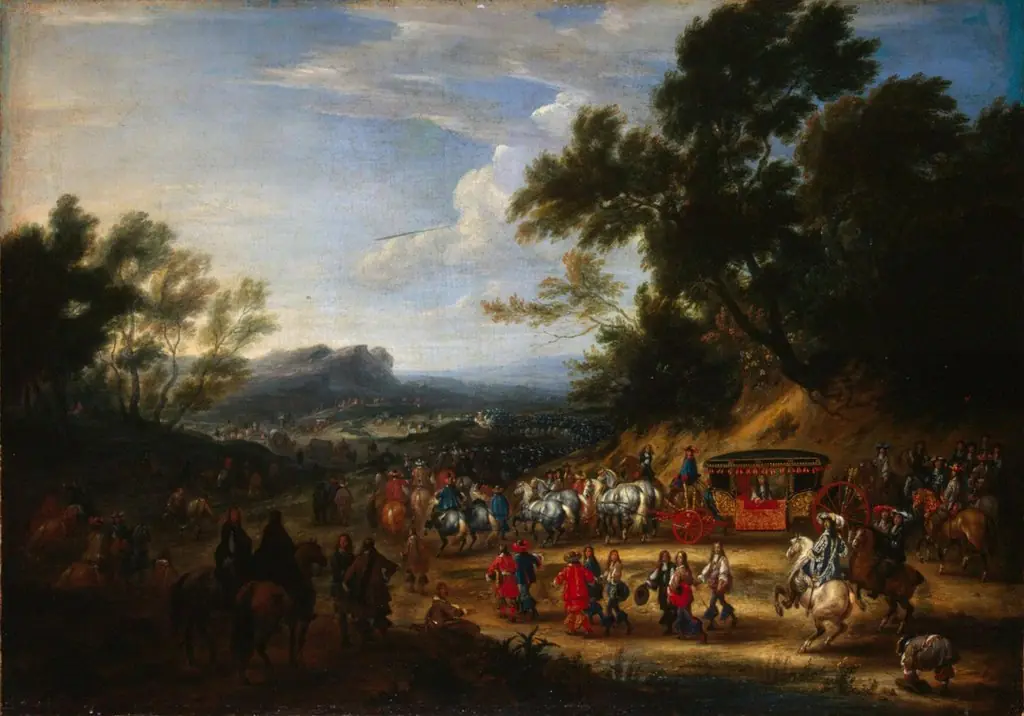 Louis XIV Travelling, by Adam Frans van der Meulen, oil, 1664