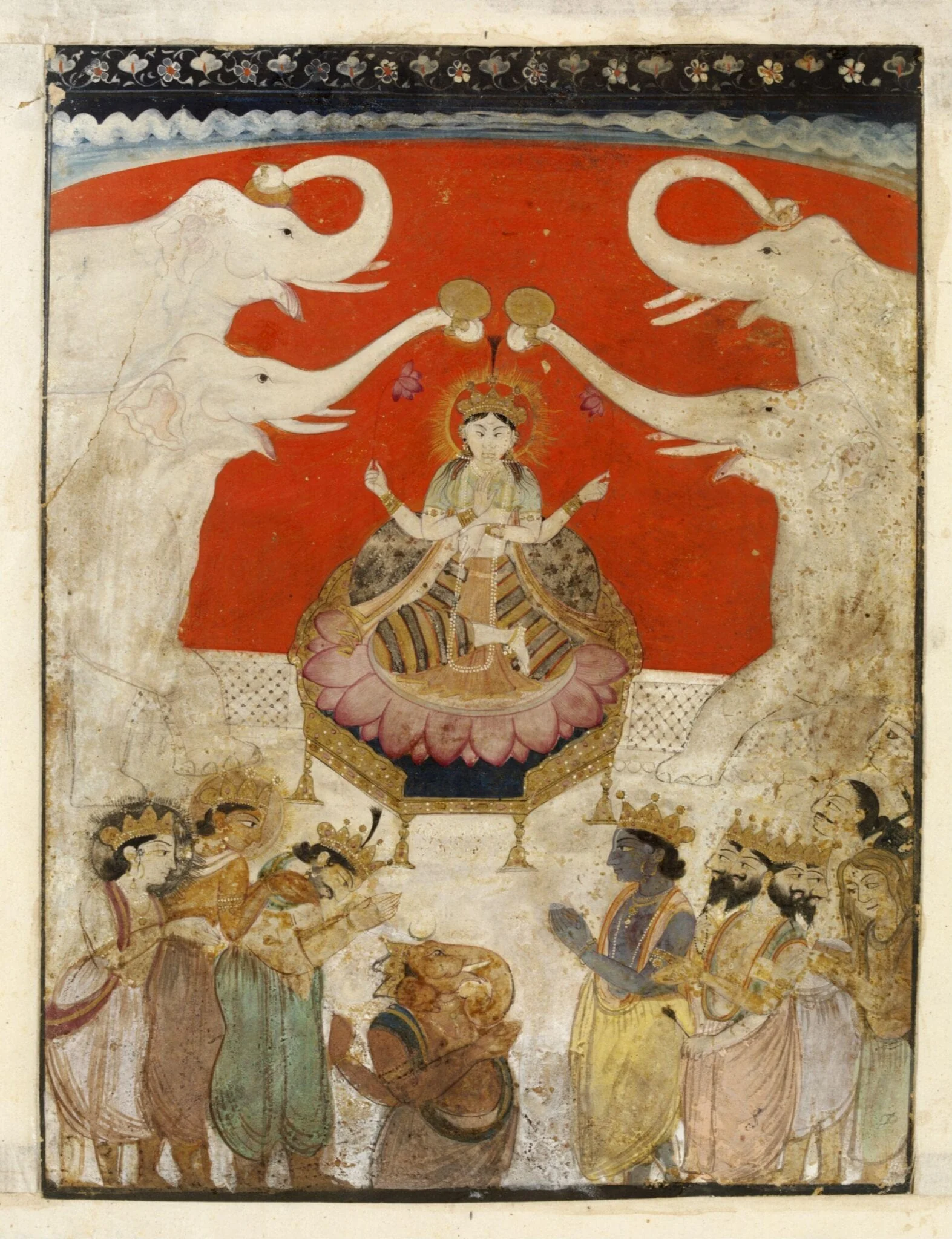 Gaja Lakshmi, Ganesha, Krishna and Brahma, detail