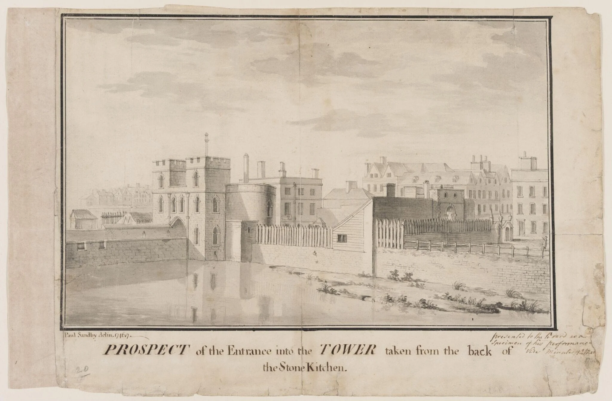 Prospect of the Entrance into the Tower [of London] taken from the back of the Stone Kitchen, detail