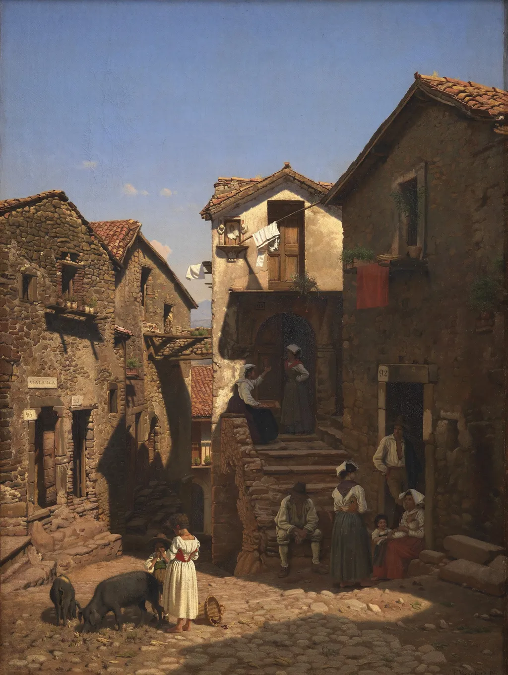 A Street in Gerano, by Frederik Vermehren, oil, 1857