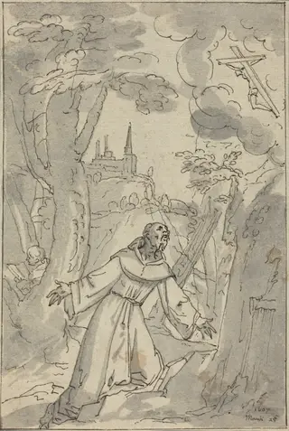 The Stigmatization of Saint Francis, by Johann Matthias Kager, ink, 1607