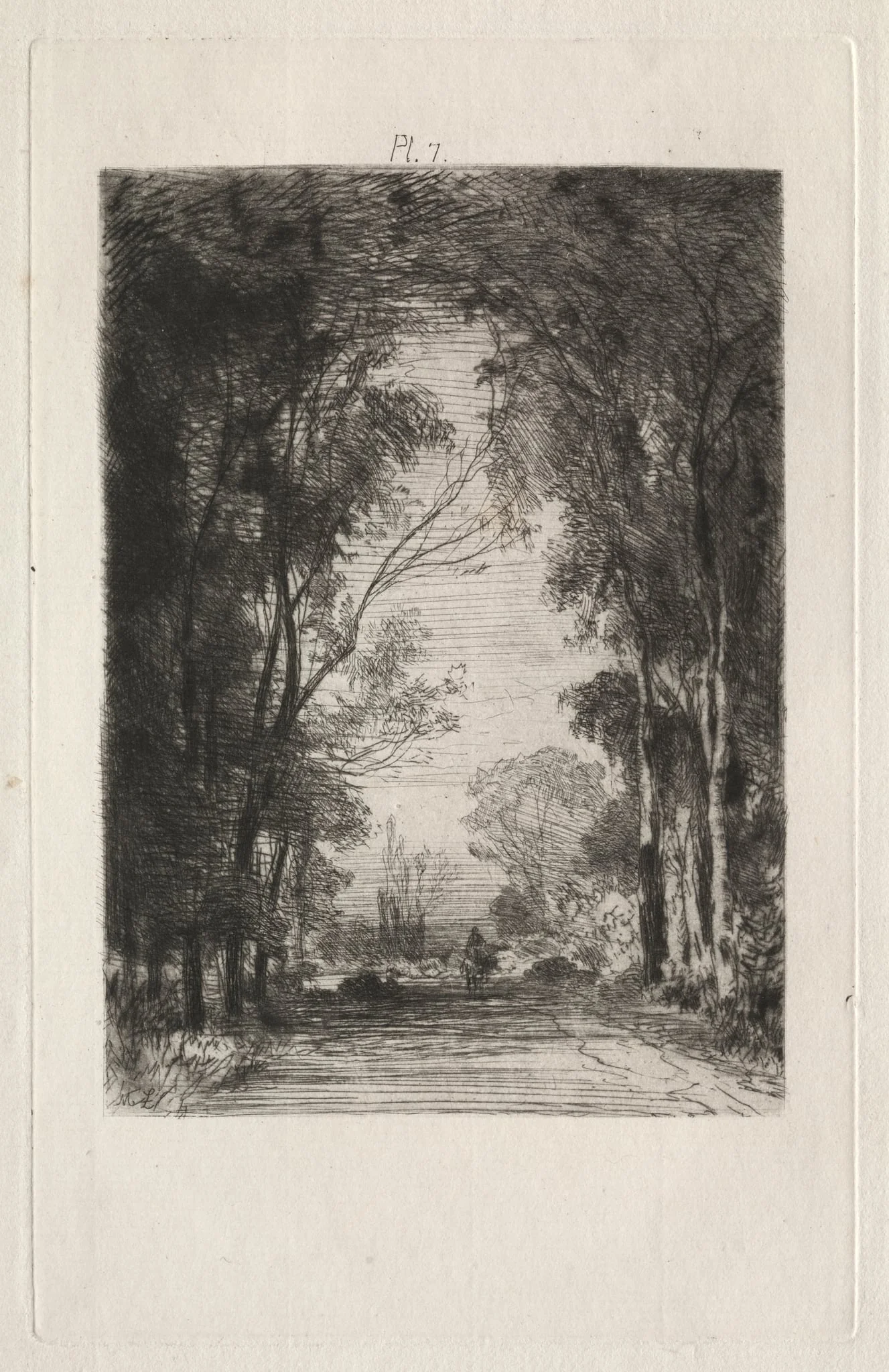 Traveler on a Road in a Forest, detail