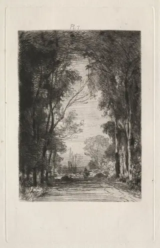 Traveler on a Road in a Forest, by Maxime Lalanne, 1866