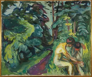 Consolation in the Forest, by Edvard Munch, oil, 1924