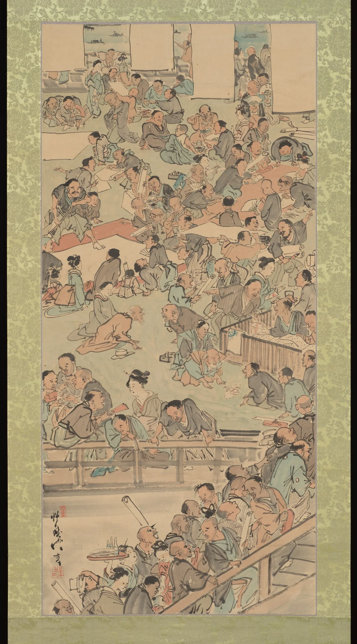 Painting and Calligraphy Gathering at the Nakamurarō in Ryōgoku 両国中村楼書画会之図 (Ryōgoku Nakamurarō shogakai no zu), detail