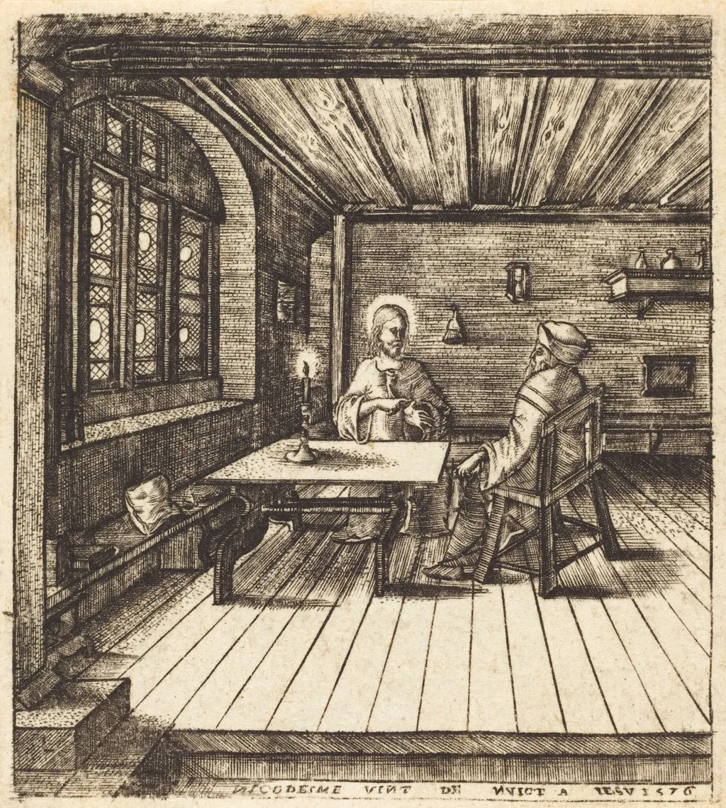 Nicodemus Comes to Christ by Night, by Léonard Gaultier, ink, 1576