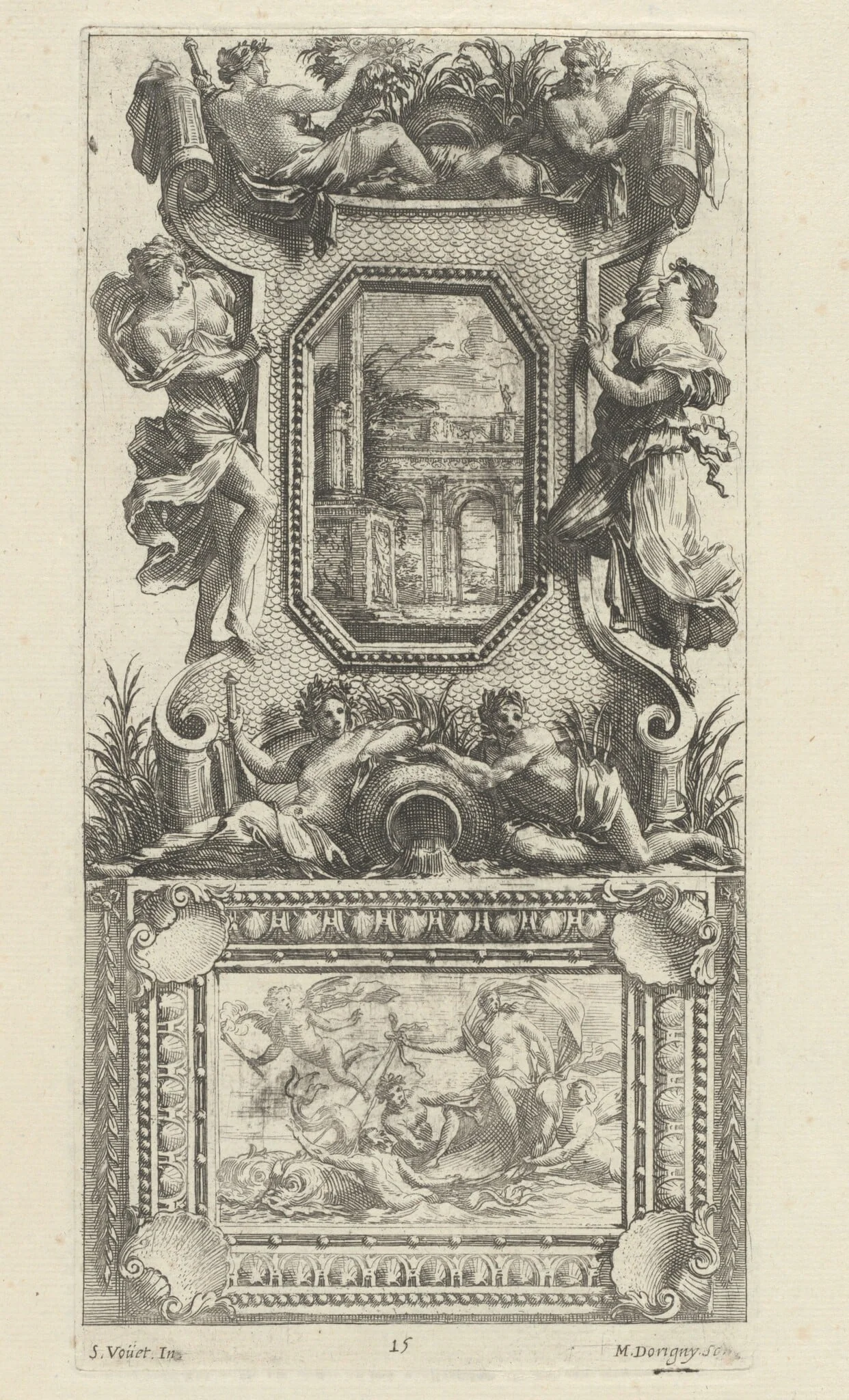 Ornamental Panel Surmounted by a Naiad and a River God, detail