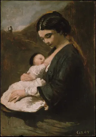 Mother and Child, by Jean Baptiste Camille Corot, oil, 1864