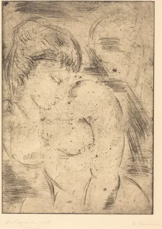 Woman's Dream (Der Traum des Weibes), by Wilhelm Lehmbruck, ink, 1914