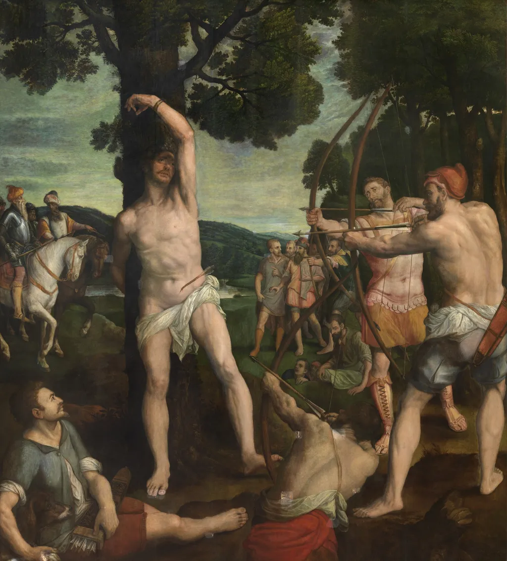 Martyrdom of Saint Sebastian, by Michiel Coxie, oil, 1575