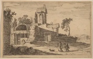 Ruined Building with a Tower, by Herman van Swanevelt, ink, 1628