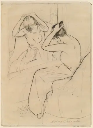 The Coiffure, by Mary Cassatt, graphite, 1890