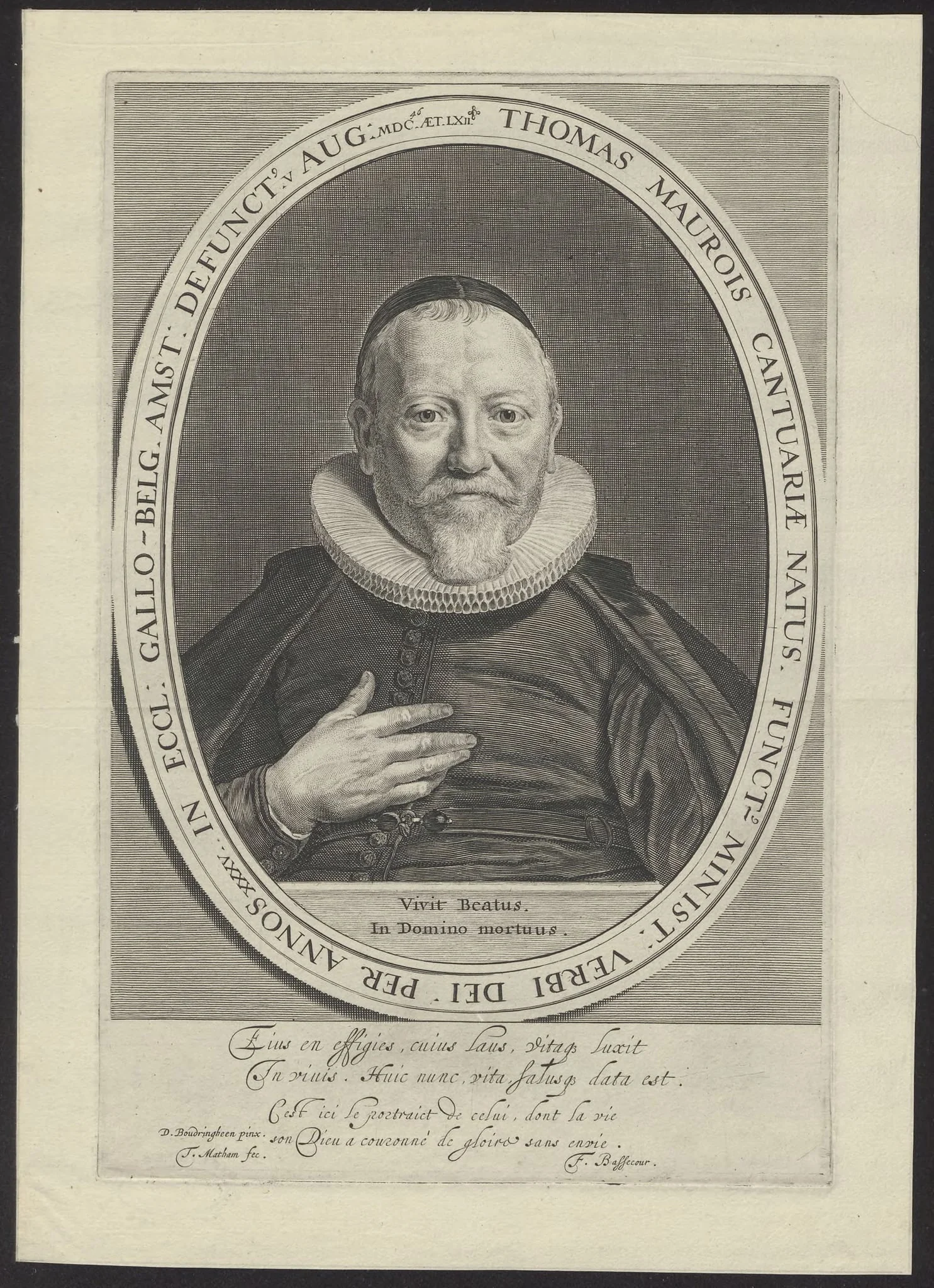 Portrait of Thomas Maurois, Walloon minister in Amsterdam, detail