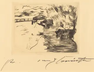 Am see (On a Lake), by Lovis Corinth, ink, 1917