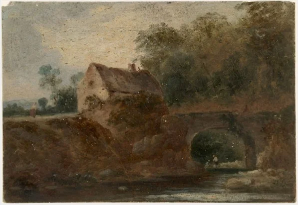 Cottage by a Bridge, detail