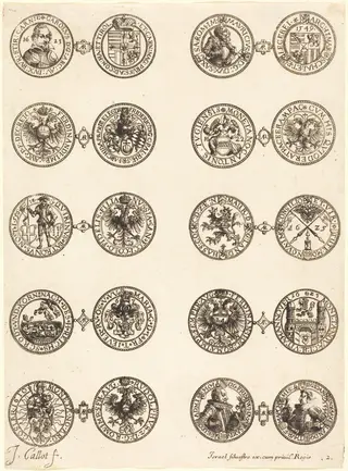 Coins [plate 2], by Jacques Callot, ink, 1630