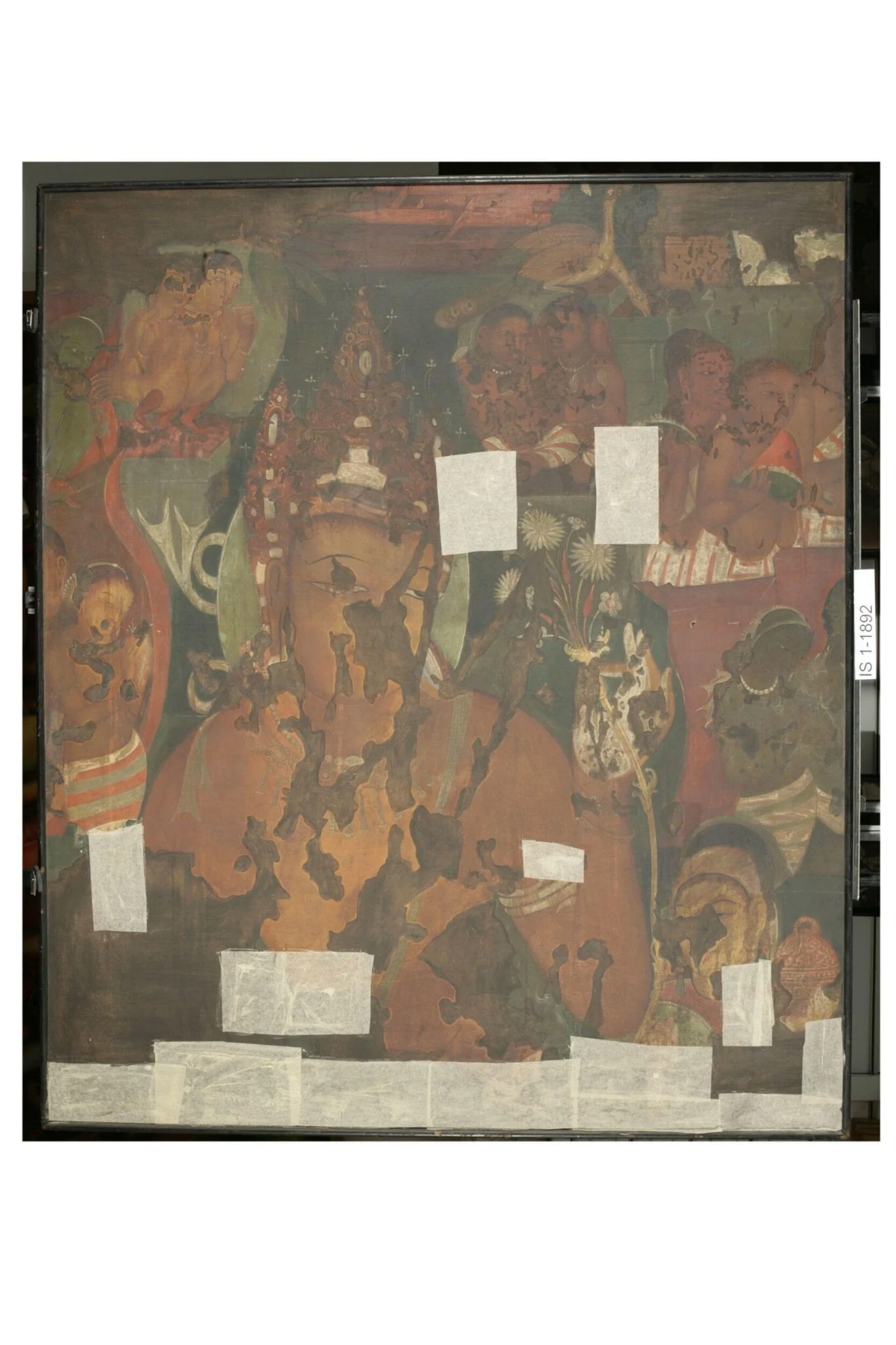 Copy of painting inside the caves of Ajanta (cave 11), detail