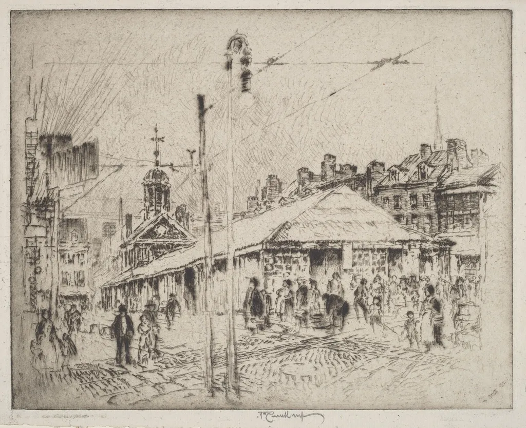 Second Street Market, Philadelphia, by Joseph Pennell, ink, 1920