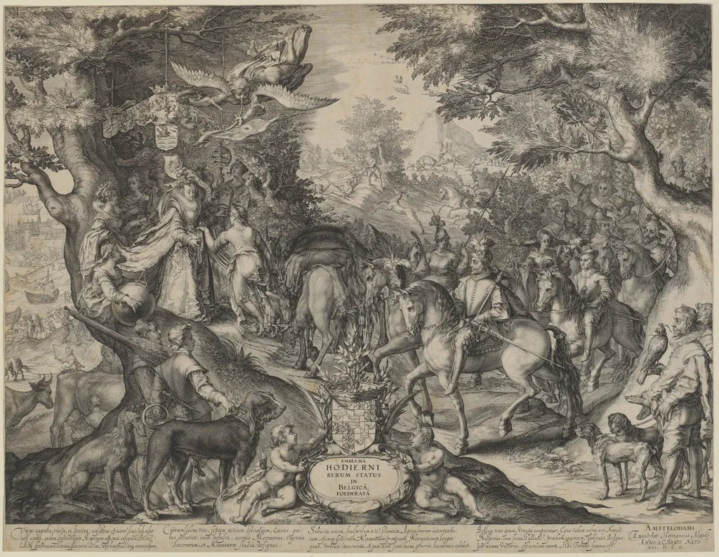Allegory of Flourishing State of the United Provinces, by Jan Pietersz Saenredam, ink, 1602