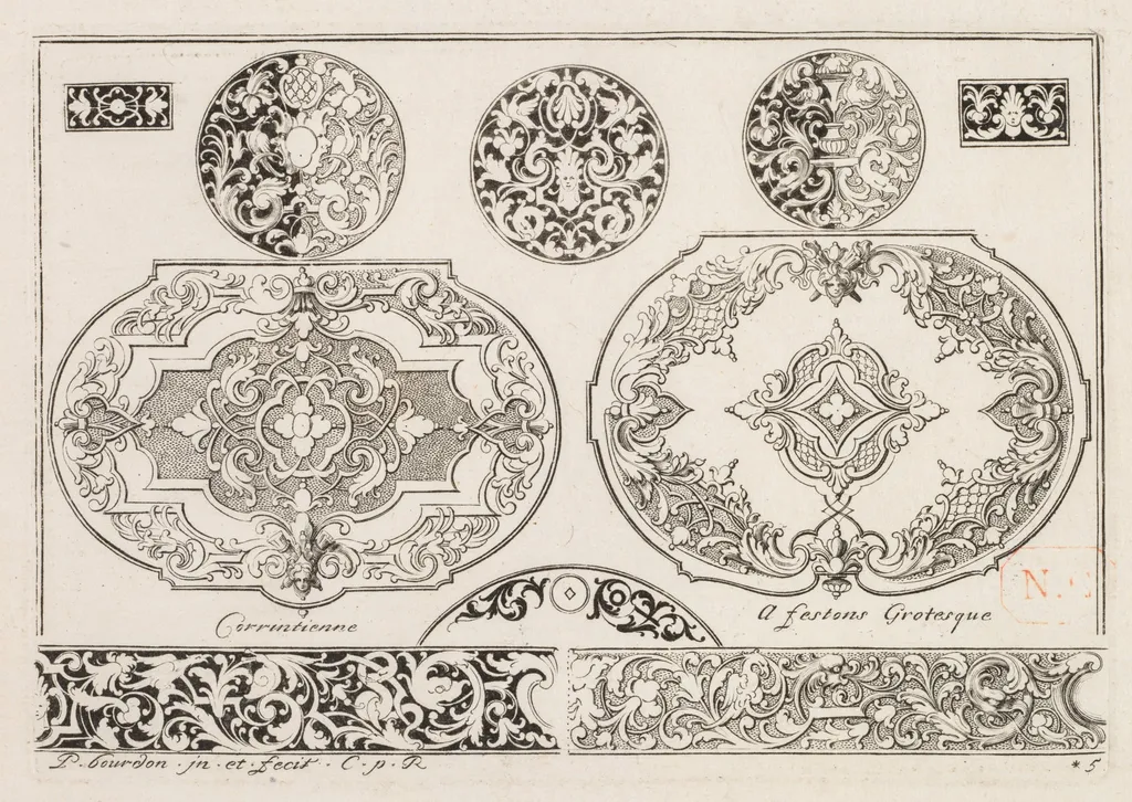 # 4 From " Livre sencond essais de gravjre " second book of Engraved designs, by Pierre Bourdon, 1703