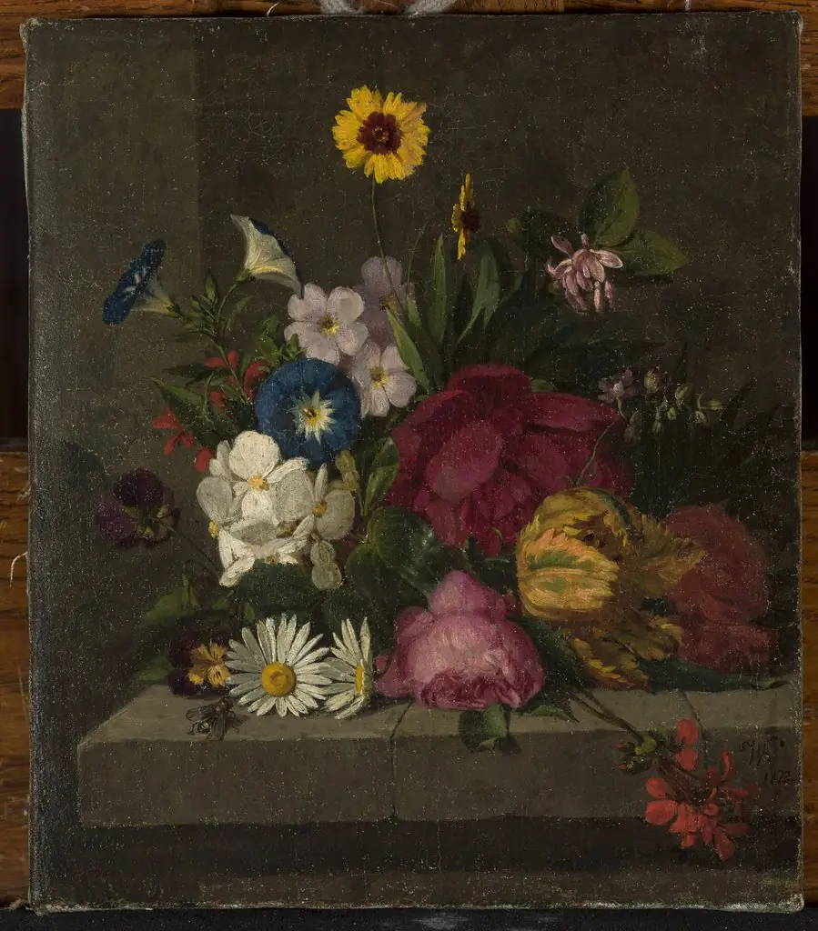 Flowers, by Wojciech Kolasiński, oil, 1873