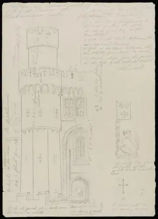 Elevation of one of the great towers., by James Lambert senior, 1776