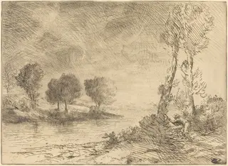 Salmon Fisher (Le pecheur de saumon), by Alphonse Legros, ink, 1874