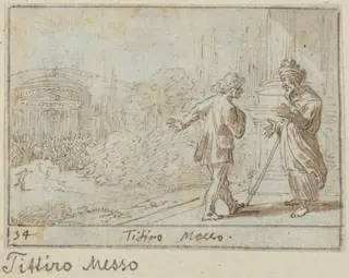 Titiro and Messo, by Johann Wilhelm Baur, ink, 1640