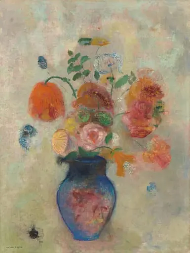 Large Vase with Flowers, by Odilon Redon, oil, 1912